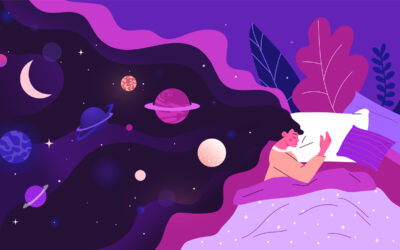 Abstract deep dream. Woman sleeps. Person in night cloud. Art space. Happy emotion. Magic scene. Hair with galaxy planets. Flat design elements. Girl lying on bed. Vector nighttime rest Abstract deep dream. Woman sleeps. Person in night cloud. Art space. Happy emotion. Magic scene. Female hair with galaxy planets. Flat design elements. Girl lying on bed. Vector nighttime rest concept